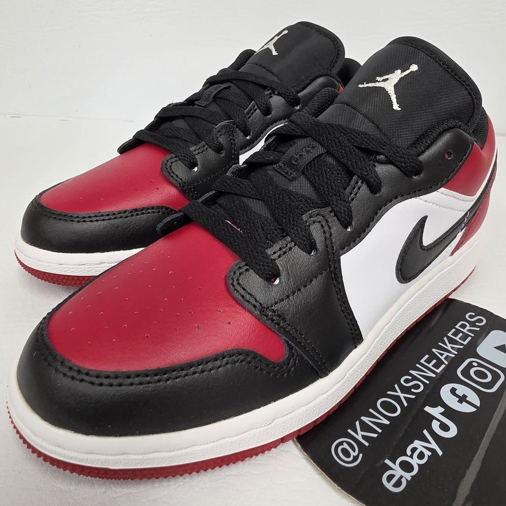 Air Jordan 1 Low GS Bred Toe Gym Red Black 553560-612 Grade School Size 4.5Y